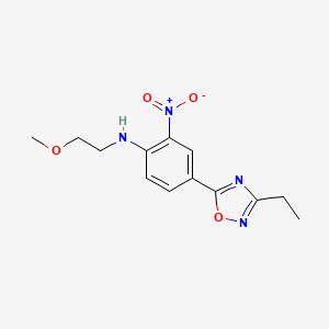 molecular formula C13H16N4O4 B7707821 4-(3-ethyl-1,2,4-oxadiazol-5-yl)-N-(2-methoxyethyl)-2-nitroaniline 