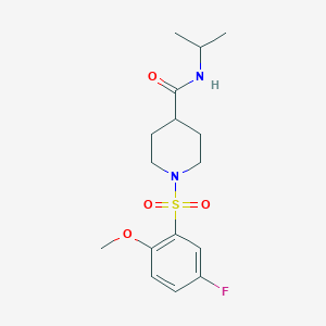 molecular formula C16H23FN2O4S B7707833 1-[(5-fluoro-2-methoxyphenyl)sulfonyl]-N-(propan-2-yl)piperidine-4-carboxamide 