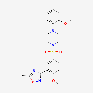 molecular formula C21H24N4O5S B7707851 1-[4-Methoxy-3-(5-methyl-1,2,4-oxadiazol-3-YL)benzenesulfonyl]-4-(2-methoxyphenyl)piperazine 