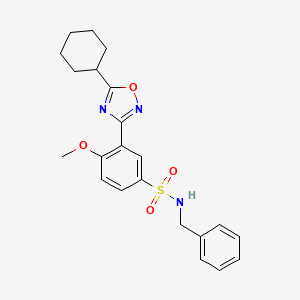 molecular formula C22H25N3O4S B7707993 N-benzyl-3-(5-cyclohexyl-1,2,4-oxadiazol-3-yl)-4-methoxybenzenesulfonamide 