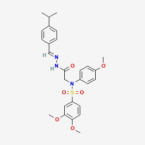 molecular formula C27H31N3O6S B7708007 3,4-DIMETHOXY-N-(4-METHOXYPHENYL)-N-({N'-[(E)-[4-(PROPAN-2-YL)PHENYL]METHYLIDENE]HYDRAZINECARBONYL}METHYL)BENZENE-1-SULFONAMIDE 