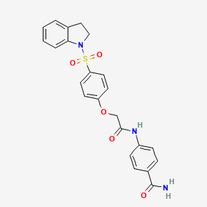 molecular formula C23H21N3O5S B7708089 2-[4-(2,3-dihydro-1H-indole-1-sulfonyl)phenoxy]-N-[(furan-2-yl)methyl]acetamide 