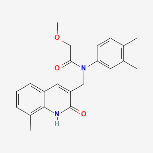 N-(3,4-dimethylphenyl)-N-((2-hydroxy-8-methylquinolin-3-yl)methyl)-2-methoxyacetamide