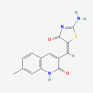 molecular formula C14H11N3O2S B7708119 (5E)-2-amino-5-[(7-methyl-2-oxo-1H-quinolin-3-yl)methylidene]-1,3-thiazol-4-one 