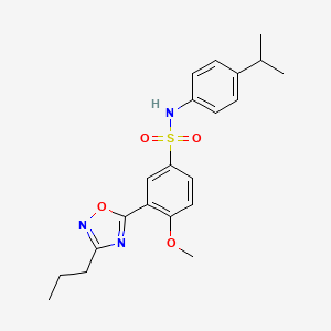 molecular formula C21H25N3O4S B7708146 N-(4-isopropylphenyl)-4-methoxy-3-(3-propyl-1,2,4-oxadiazol-5-yl)benzenesulfonamide 