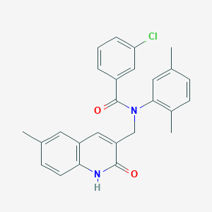 3-chloro-N-(2,5-dimethylphenyl)-N-[(2-hydroxy-6-methylquinolin-3-yl)methyl]benzamide