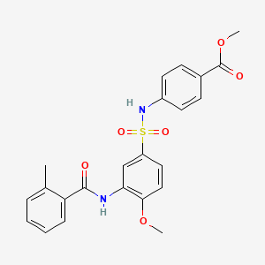 molecular formula C23H22N2O6S B7708171 Methyl 4-{[(4-methoxy-3-{[(2-methylphenyl)carbonyl]amino}phenyl)sulfonyl]amino}benzoate 