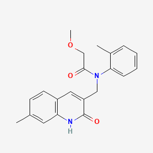 molecular formula C21H22N2O3 B7708192 N-((2-hydroxy-7-methylquinolin-3-yl)methyl)-2-methoxy-N-(o-tolyl)acetamide 