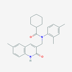 N-(2,4-dimethylphenyl)-N-((2-hydroxy-6-methylquinolin-3-yl)methyl)cyclohexanecarboxamide