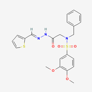 (E)-N-benzyl-3,4-dimethoxy-N-(2-oxo-2-(2-(thiophen-2-ylmethylene)hydrazinyl)ethyl)benzenesulfonamide