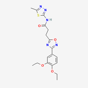 molecular formula C18H21N5O4S B7708425 3-[3-(3,4-diethoxyphenyl)-1,2,4-oxadiazol-5-yl]-N-(5-methyl-1,3,4-thiadiazol-2-yl)propanamide 