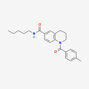 molecular formula C23H28N2O2 B7708522 1-(4-methylbenzoyl)-N-(2-methylpropyl)-1,2,3,4-tetrahydroquinoline-6-carboxamide 