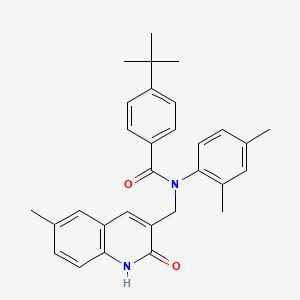 molecular formula C30H32N2O2 B7708529 4-(tert-butyl)-N-(2,4-dimethylphenyl)-N-((2-hydroxy-6-methylquinolin-3-yl)methyl)benzamide 