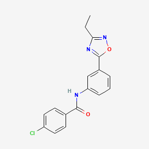 molecular formula C17H14ClN3O2 B7708561 4-chloro-N-[3-(3-ethyl-1,2,4-oxadiazol-5-yl)phenyl]benzamide 