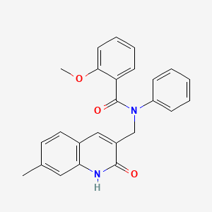 molecular formula C25H22N2O3 B7708582 N-((2-hydroxy-7-methylquinolin-3-yl)methyl)-2-methoxy-N-phenylbenzamide 