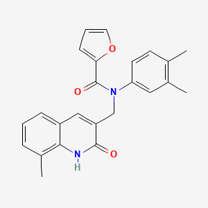 N-(3,4-dimethylphenyl)-N-((2-hydroxy-8-methylquinolin-3-yl)methyl)furan-2-carboxamide