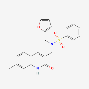 N-(furan-2-ylmethyl)-N-((2-hydroxy-7-methylquinolin-3-yl)methyl)benzenesulfonamide