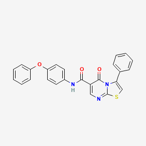 molecular formula C25H17N3O3S B7708637 5-oxo-N-(4-phenoxyphenyl)-3-phenyl-5H-[1,3]thiazolo[3,2-a]pyrimidine-6-carboxamide 