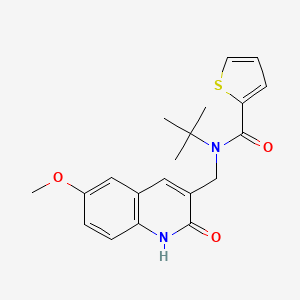 N-(tert-butyl)-N-((2-hydroxy-6-methoxyquinolin-3-yl)methyl)thiophene-2-carboxamide