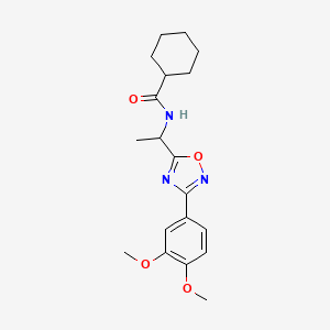 N-(1-(3-(3,4-dimethoxyphenyl)-1,2,4-oxadiazol-5-yl)ethyl)cyclohexanecarboxamide