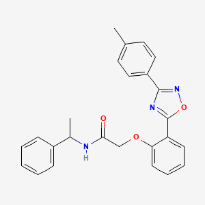 N-(1-phenylethyl)-2-(2-(3-(p-tolyl)-1,2,4-oxadiazol-5-yl)phenoxy)acetamide