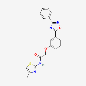 molecular formula C20H16N4O3S B7709279 N-(4-methylthiazol-2-yl)-2-(3-(3-phenyl-1,2,4-oxadiazol-5-yl)phenoxy)acetamide 