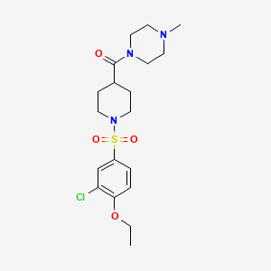 molecular formula C19H28ClN3O4S B7709286 1-(3-chloro-4-ethoxybenzenesulfonyl)-N-[(pyridin-2-yl)methyl]piperidine-4-carboxamide 