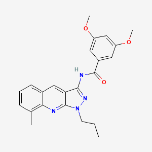 molecular formula C23H24N4O3 B7709293 3,5-dimethoxy-N-(8-methyl-1-propyl-1H-pyrazolo[3,4-b]quinolin-3-yl)benzamide 