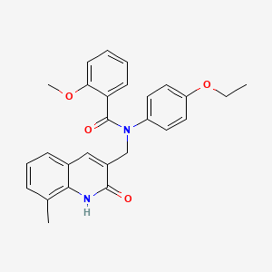molecular formula C27H26N2O4 B7709301 N-(4-ethoxyphenyl)-N-((2-hydroxy-8-methylquinolin-3-yl)methyl)-2-methoxybenzamide 