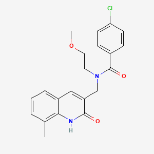 molecular formula C21H21ClN2O3 B7709304 4-chloro-N-((2-hydroxy-8-methylquinolin-3-yl)methyl)-N-(2-methoxyethyl)benzamide 