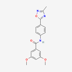 molecular formula C18H17N3O4 B7709322 3,5-dimethoxy-N-(4-(3-methyl-1,2,4-oxadiazol-5-yl)phenyl)benzamide 