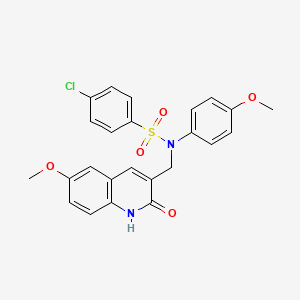 molecular formula C24H21ClN2O5S B7709359 4-chloro-N-((2-hydroxy-6-methoxyquinolin-3-yl)methyl)-N-(4-methoxyphenyl)benzenesulfonamide 