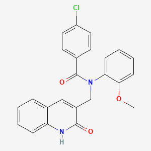 molecular formula C24H19ClN2O3 B7709364 4-chloro-N-((2-hydroxyquinolin-3-yl)methyl)-N-(2-methoxyphenyl)benzamide 