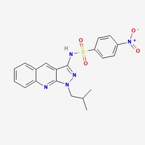 molecular formula C20H19N5O4S B7709381 N-(1-isobutyl-1H-pyrazolo[3,4-b]quinolin-3-yl)-4-nitrobenzenesulfonamide 