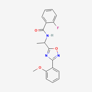 molecular formula C18H16FN3O3 B7709399 2-fluoro-N-(1-(3-(2-methoxyphenyl)-1,2,4-oxadiazol-5-yl)ethyl)benzamide 