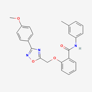 molecular formula C24H21N3O4 B7709417 2-((3-(4-methoxyphenyl)-1,2,4-oxadiazol-5-yl)methoxy)-N-(m-tolyl)benzamide 