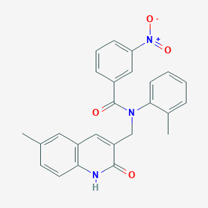 molecular formula C25H21N3O4 B7709454 N-((2-hydroxy-6-methylquinolin-3-yl)methyl)-3-nitro-N-(o-tolyl)benzamide 