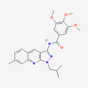 molecular formula C25H28N4O4 B7709456 N-(1-isobutyl-7-methyl-1H-pyrazolo[3,4-b]quinolin-3-yl)-3,4,5-trimethoxybenzamide 