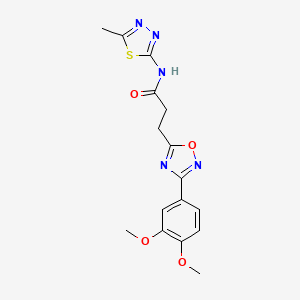 molecular formula C16H17N5O4S B7709471 3-(3-(3,4-dimethoxyphenyl)-1,2,4-oxadiazol-5-yl)-N-(5-methyl-1,3,4-thiadiazol-2-yl)propanamide 