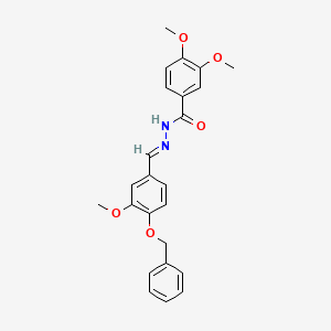molecular formula C24H24N2O5 B7709488 3,4-dimethoxy-N'-[(E)-(4-nitrophenyl)methylidene]benzohydrazide 