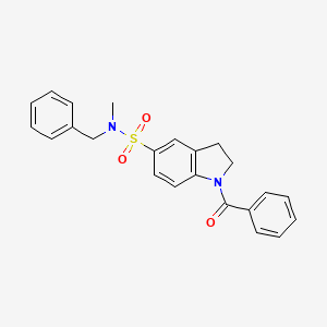 molecular formula C23H22N2O3S B7709496 1-benzoyl-N-benzyl-N-methylindoline-5-sulfonamide 