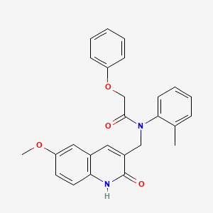molecular formula C26H24N2O4 B7709507 N-((2-hydroxy-6-methoxyquinolin-3-yl)methyl)-2-phenoxy-N-(o-tolyl)acetamide 