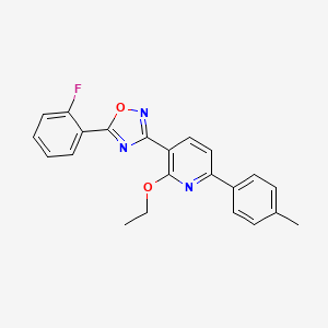 molecular formula C22H18FN3O2 B7709514 3-(2-ethoxy-6-(p-tolyl)pyridin-3-yl)-5-(2-fluorophenyl)-1,2,4-oxadiazole 