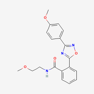 molecular formula C19H19N3O4 B7709536 N-(2-methoxyethyl)-2-(3-(4-methoxyphenyl)-1,2,4-oxadiazol-5-yl)benzamide 