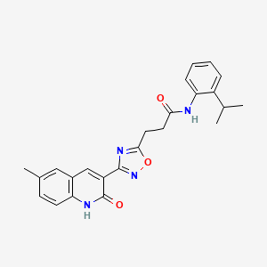 molecular formula C24H24N4O3 B7709553 3-(3-(2-hydroxy-6-methylquinolin-3-yl)-1,2,4-oxadiazol-5-yl)-N-(2-isopropylphenyl)propanamide 