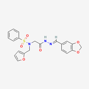 molecular formula C21H19N3O6S B7709556 (E)-N-(2-(2-(benzo[d][1,3]dioxol-5-ylmethylene)hydrazinyl)-2-oxoethyl)-N-(furan-2-ylmethyl)benzenesulfonamide 