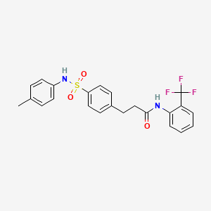 molecular formula C23H21F3N2O3S B7709565 3-(4-(N-(p-tolyl)sulfamoyl)phenyl)-N-(2-(trifluoromethyl)phenyl)propanamide 