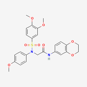 molecular formula C25H26N2O8S B7709566 N-(2,3-dihydrobenzo[b][1,4]dioxin-6-yl)-2-(3,4-dimethoxy-N-(4-methoxyphenyl)phenylsulfonamido)acetamide 