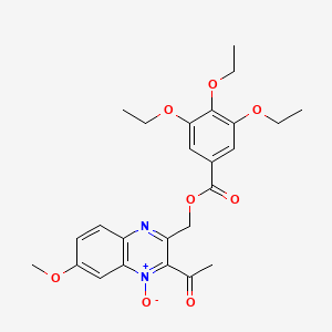 molecular formula C25H28N2O8 B7709610 2-acetyl-7-methoxy-3-(((3,4,5-triethoxybenzoyl)oxy)methyl)quinoxaline 1-oxide 