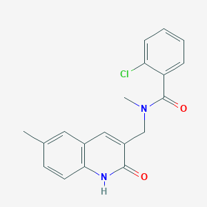 molecular formula C19H17ClN2O2 B7709620 2-chloro-N-((2-hydroxy-6-methylquinolin-3-yl)methyl)-N-methylbenzamide 